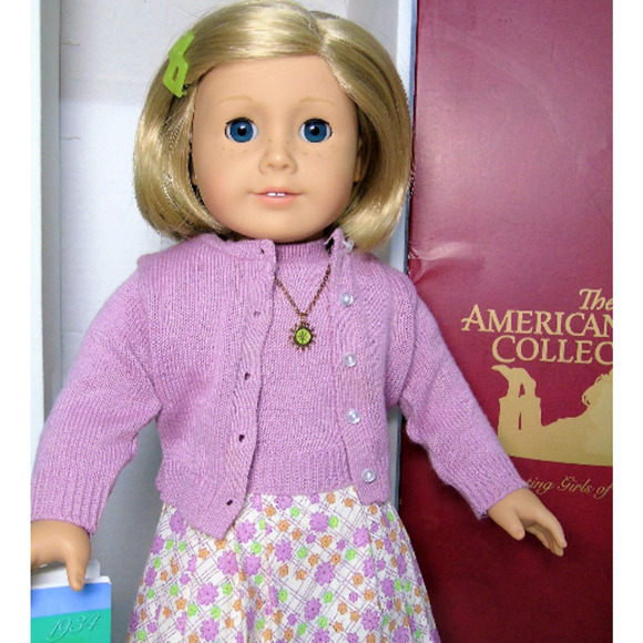 VTG American Girl 18" KIT DOLL + Meet Outfit Accessories Necklace Coin Hat Box - Picture 3 of 14
